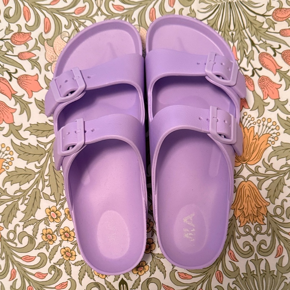 MIA Lilac Double-Buckle Slide Sandals